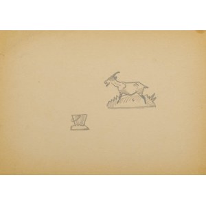 Karol KOSSAK, KOZA I WIADRO Crayon, papier ; 20,5 x 30 cm