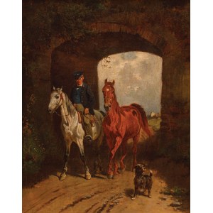 Adolf van der VENNE, MASSACHER WITH TWO HORSES, 1877