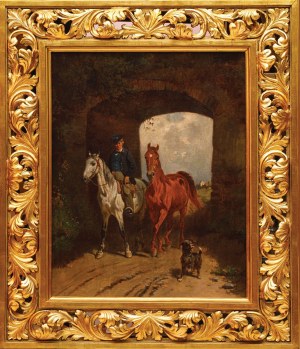 Adolf van der VENNE, MASZTALERZ Z DWOMA KOŃMI, 1877