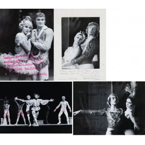 FOUR PHOTOGRAPHS WITH THE STARS OF THE BALLET OF THE GRAND THEATER IN WARSAW WITH DEDICATIONS