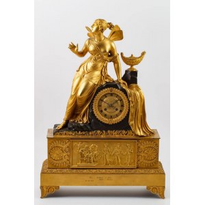 ZEGAR KOMINKOWY Z FIGURĄ PSYCHE, Francja, Paryż; obudowa pocz. XIX w.; mechanizm, Lemerle Charpentier, ok. 1870