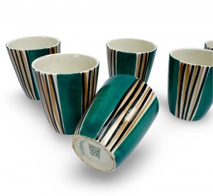 Mugs from the wine set, pattern 411, design Jan Sowinski, Wloclawek Faience Factory, 1970s, Poland.