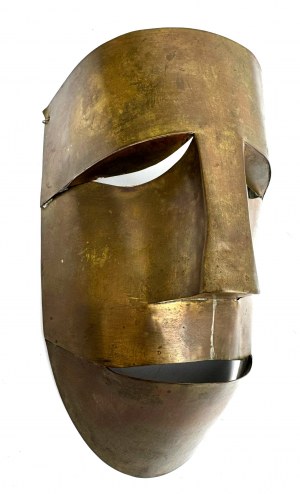 Maschera, lastra di ottone, anni '70/'80, Polonia.