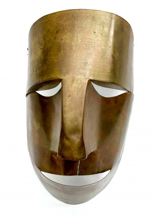 Masque, plaque de laiton, années 1970/80, Pologne.
