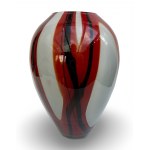 Glass vase with colorful stripes, Józefina Glassworks of Krosno, 1990s, Poland.
