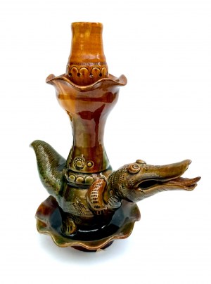 Keramik-Kerzenhalter Krokodil, 1970er Jahre, Ukraine.