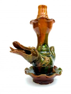 Ceramic candle holder Krokodil, 1970s, Ukraine.