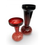 Pair of glass vases / candle holders. Tarnowiec Glassworks. 1960s/70s, Poland.