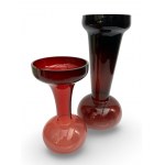 Pair of glass vases / candle holders. Tarnowiec Glassworks. 1960s/70s, Poland.