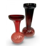 Pair of glass vases / candle holders. Tarnowiec Glassworks. 1960s/70s, Poland.
