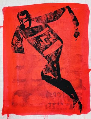 Jerzy Napieracz - běžec. Litografie, 70. léta 20. století, Polsko.