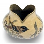 Brass enamel vase. Mid Century. Hand decorated. 20th century, Japan(?).