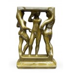 Keramische Skulptur Drei Grazien. Entworfen von Zdenek Farnik. Fabrik Bechyne Keramia, ca. 1960, Tschechoslowakei.