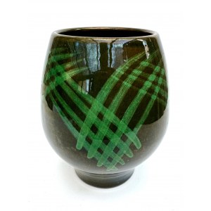 Ceramic vase with geometric pattern. Elgava factory. 1970s, Latvia.