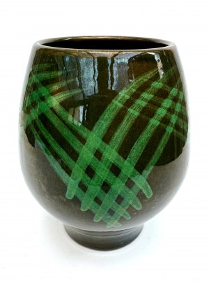 Ceramic vase with geometric pattern. Elgava factory. 1970s, Latvia.