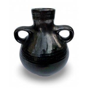 Ceramic vase with ears. Designed by Stefan Bławut. Tomaszow Mazowiecki cooperative, 1970s, Poland.