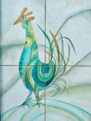 Poster / ceramic bas-relief Rooster. 70s/80s, Europe.