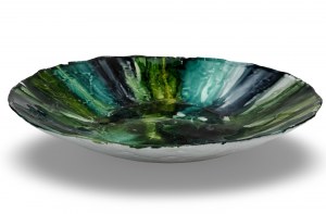 Abstract glass platter. 1980s/90s. Poland.