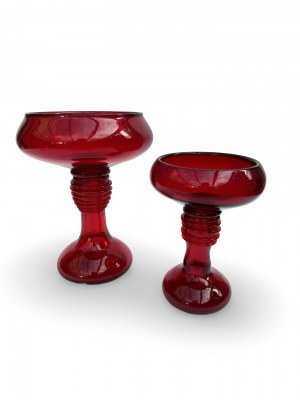 Pair of glass vases / platters. Cracow Institute of Glass. Zofia Pasek. 1970s, Poland.