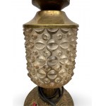 Table lamp with brass and crystal core. Mid 20th century. Europe.
