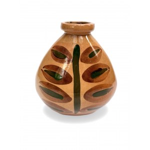 Vase aus Keramik mit Blatt. 1970er Jahre, Europa.
