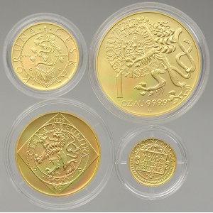 Česká republika, sada zlatých mincí Česká koruna 1996. 10000 Kč, 5000 Kč, 2500 Kč, 1000 Kč