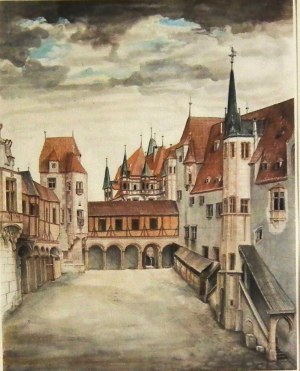 Albrecht Durer(1471-1528),Cour de la résidence impériale d'Innsbruck,(1494)