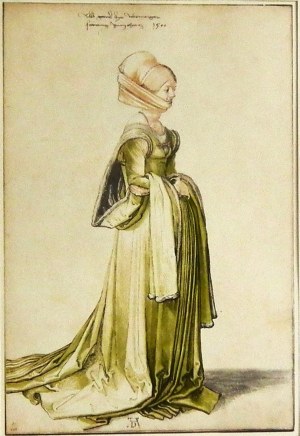 Albrecht Durer(1471-1528),Kobieta z Norymbergi w sukni balowej(1500)