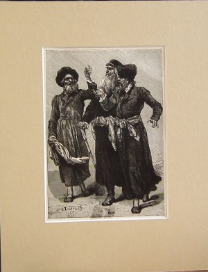 Elwiro Andriolli (1836-1893), Abram Ezofowicz, Kalman e Kamionke disprezzati dall'inganno di Meir, 1888 dal ciclo Meir Ezofowicz
