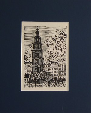 Stefania Dretler-Flin (1909-1994), tour de l'hôtel de ville sur la place du marché de Cracovie