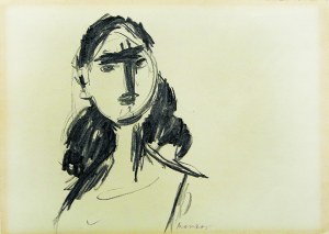 Zygmunt Józef Menkes (1896-1986), PRACA DWUSTRONNA [PORTRET MŁODEJ KOBIETY] NA ODWROCIU [SZKIC-SCENA RODZAJOWA], L. 50-70.