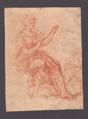 Woman brushing her hair | Female study, Bolognese school of the 17th century