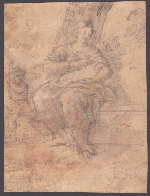 Woman brushing her hair | Female study, Bolognese school of the 17th century