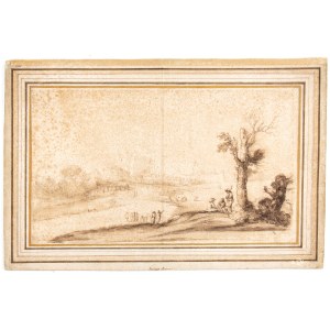 Benedetto Gennari (zugeschrieben) (Cento 1633-Bologna 1715). Landschaft mit Figuren