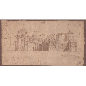 Ferdinando Galli Bibbiena (attribué à) (Bologne 1657-Bologne 1743). Murs d'une ville