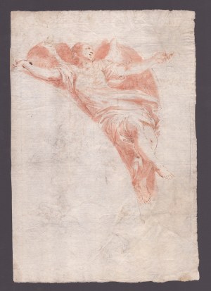 Vorbereitende Studie für die Dekoration eines Bogens mit einem Engel, Emilianischer Künstler aus dem 18.