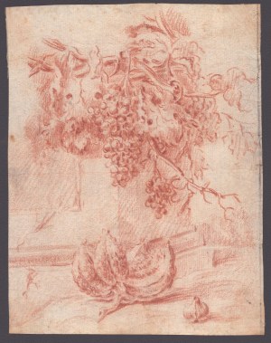 Still life with a melon and garlic, Roman school, 18th century