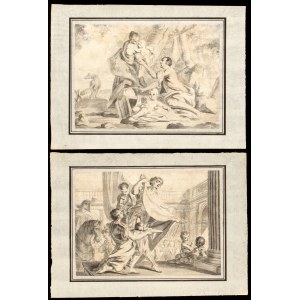 Giambettino Cignaroli (Verona 1706-Verona 1770). Il ritrovamento di Romolo e Remo | La testa di Pompeo presentata a Giulio Cesare