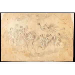 Luigi Ademollo (Milano 1764-Firenze 1849). Dritto: Gloria di angeli | Verso: Studio per la decorazione con gli Evangelisti
