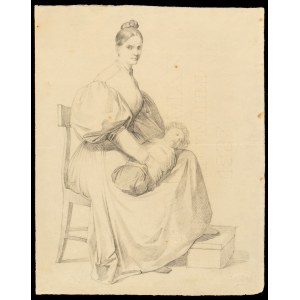 Giuseppe Moricci (Florence 1806-Firenze 1879). Portrait de femme avec un enfant