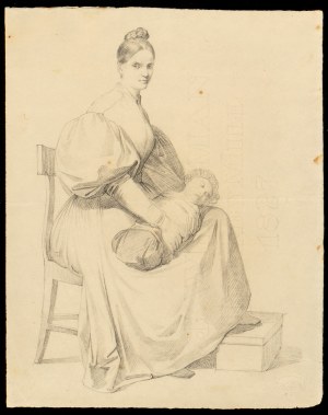 Giuseppe Moricci (Firenze 1806-Firenze 1879). Ritratto femminile con neonato