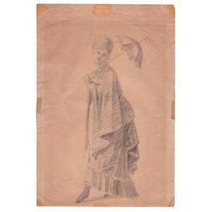 Frau mit Regenschirm, 19. Jahrhundert