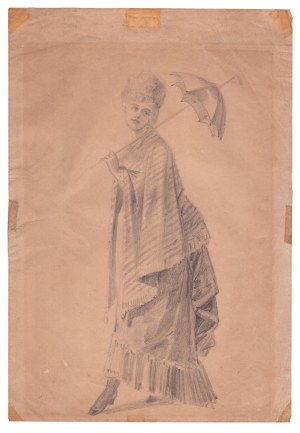 Woman with umbrella, 19th century