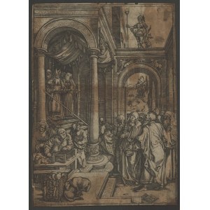 Albrecht Dürer (po) - Marcantonio Raimondi (ok. 1480-1534, 1471-1528). Ofiarowanie Najświętszej Marii Panny w świątyni