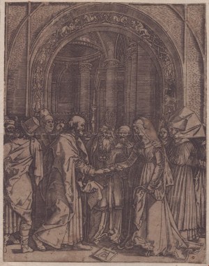 Albrecht Dürer (after) - Marcantonio Raimondi (c. 1480-1534, 1471-1528). Marriage of the Virgin