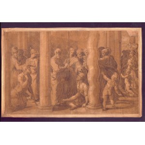Girolamo Francesco Maria Mazzola detto il Parmigianino (Parma 1503-Casalmaggiore 1640). Petrus und Johannes heilen die Krüppel am Tor des Tempels, 1526