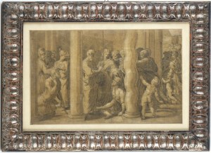 Girolamo Francesco Maria Mazzola detto il Parmigianino (Parma 1503-Casalmaggiore 1640). Święci Piotr i Jan uzdrawiający kalekę przy bramie świątyni, 1526 r.