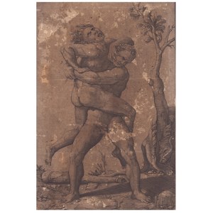 Giovan Battista Scultori (1503-1575). Herkules und Antaeus