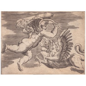 Agostino Veneziano (Agostino dei Musi) (attribuited to) (ca. 1490-ca. 1536). Cupid with a Griffin