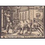 Virgil Solis (1514-1562). Woman butchering a rooster | Man butchering a bully